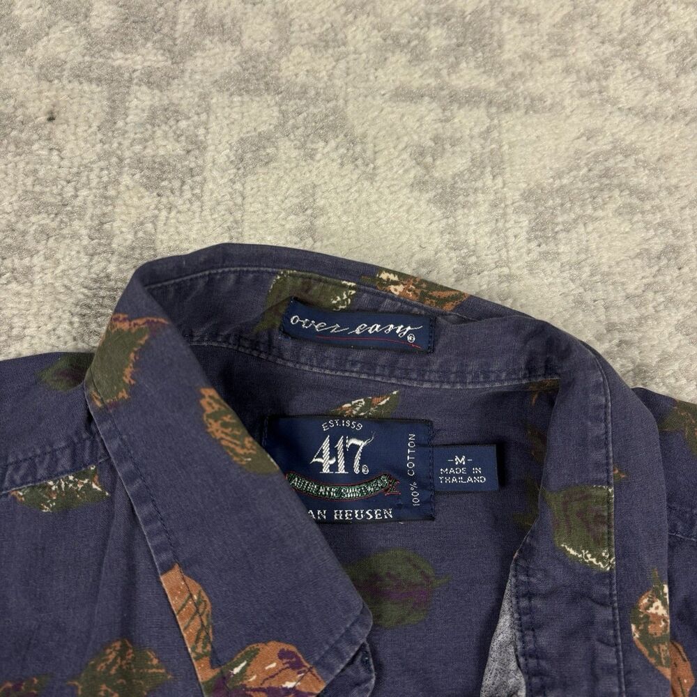Van Heusen 417 Shirt Button Mens Over Easy Fall Leaf Print Size Medium - Picture 4 of 5